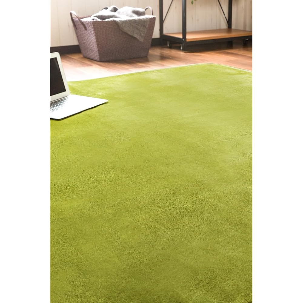 System K Carpet Rug Rug Mat Dust Mite Resistant Antibacterial Odor Resistant Washable Fluffy Texture Anti-Slip Compatible with Hot Carpets Approximately 4 Tatami Green 200 x 300cm