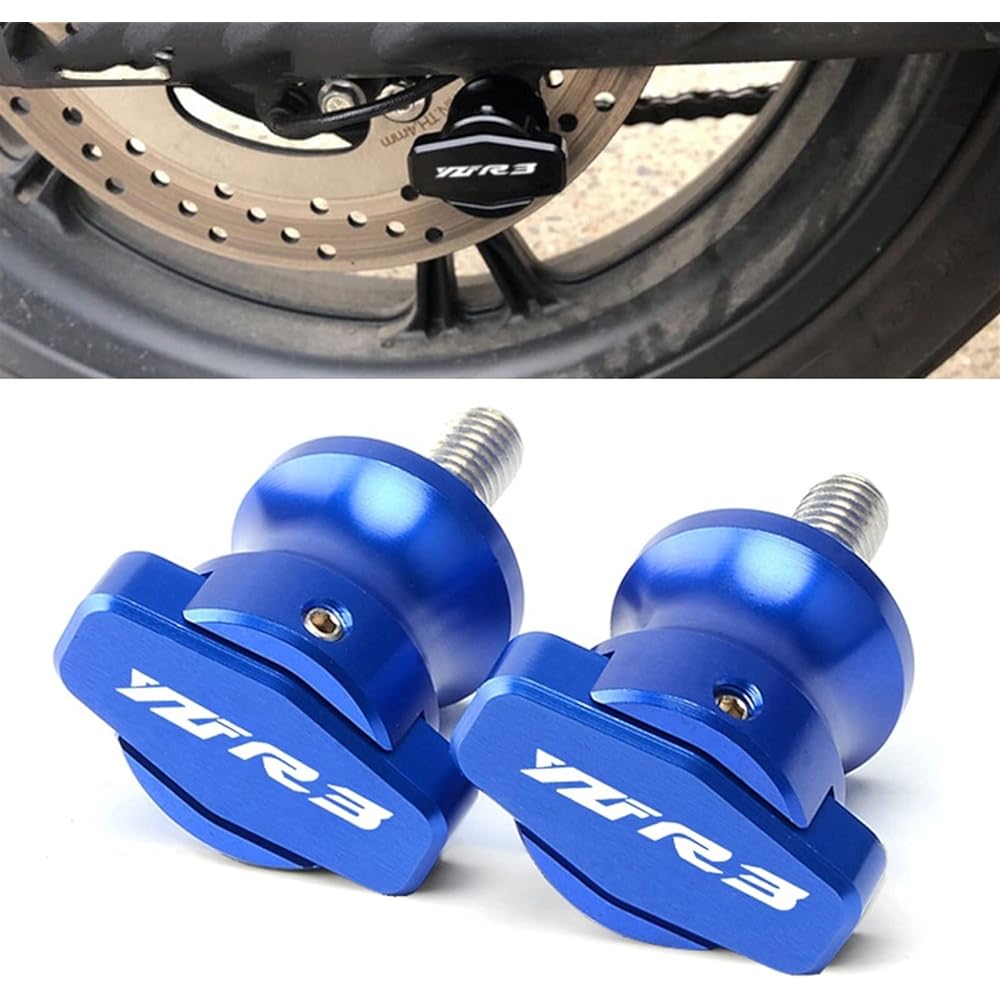 Uminino Motorcycle 6mm CNC Swingarm Spool Stand Screw Slider For Yamaha YZF-R3 2015 2016 2017 2018 2019 2020 Swingarm Slider Spool (Size : Blue)