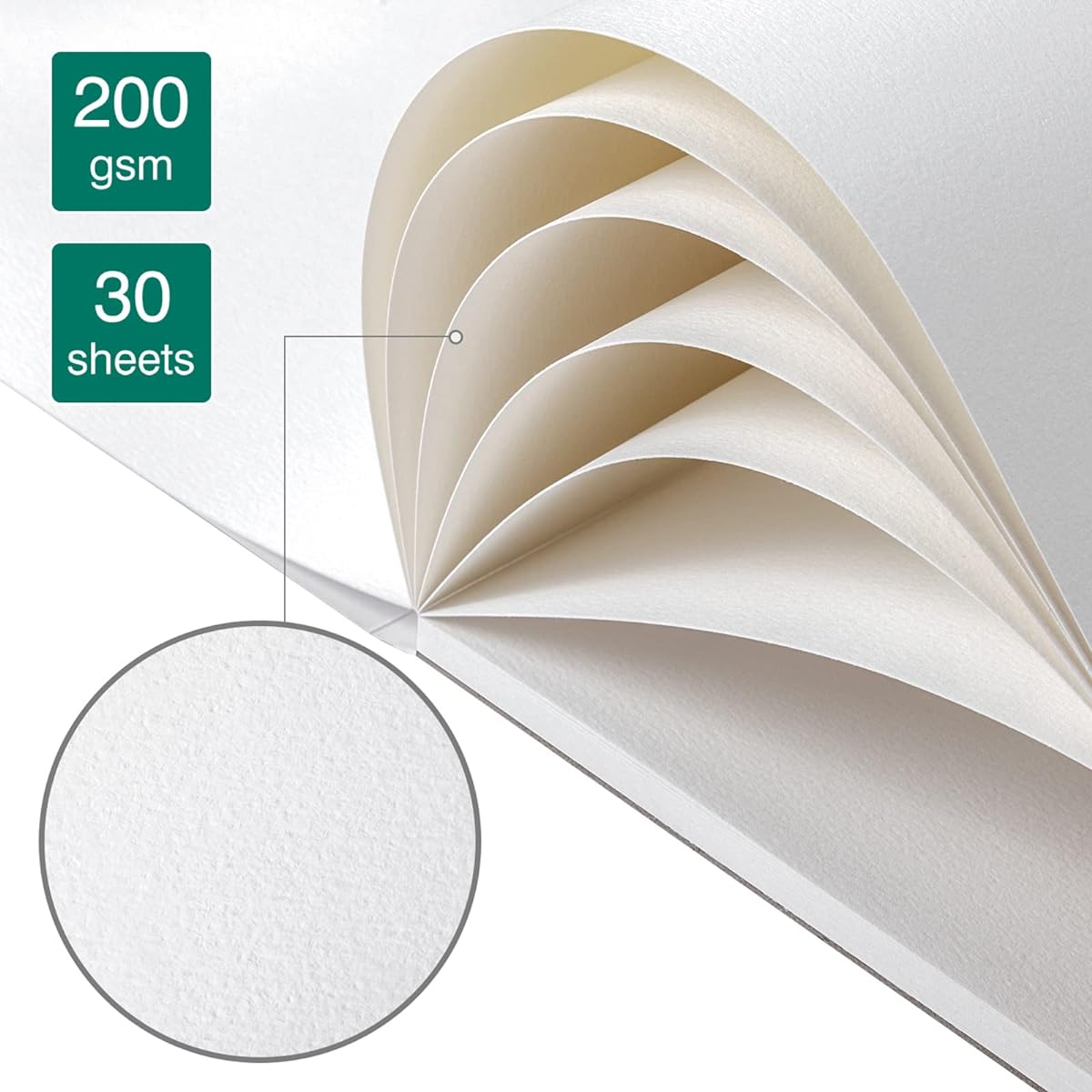 Arcaro Watercolor Paper Pad, 2 Pack, 200gsm, A4 8.3"x11.7", Total 60 Sheets, Acid Free for Wet Media Paint Paper Pad