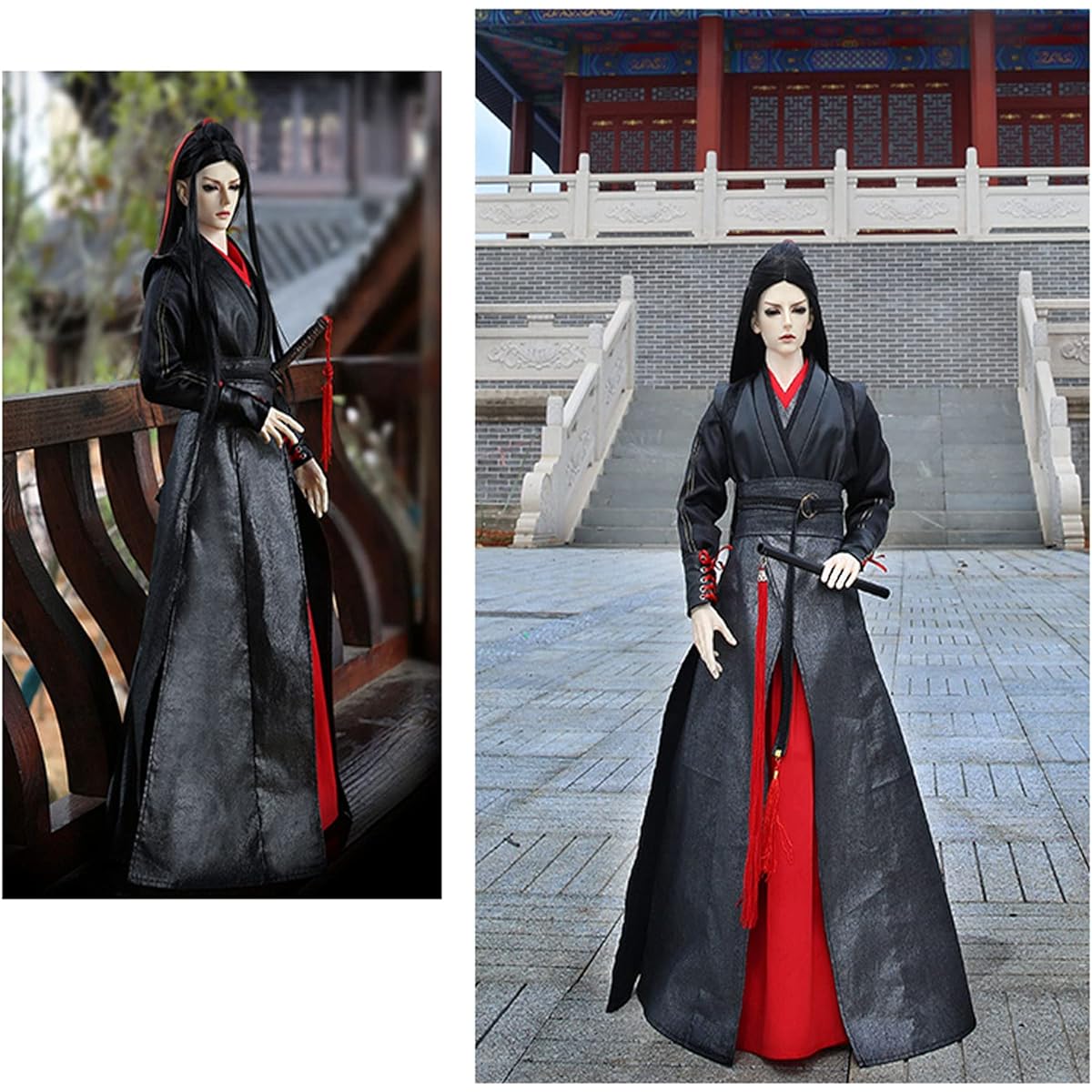 Chinese Style BJD 1/3 Male Doll Clothes, Hanfu Full Set, Long Sleeve Shirt Ancient Costume, for 22-27 Inch Doll