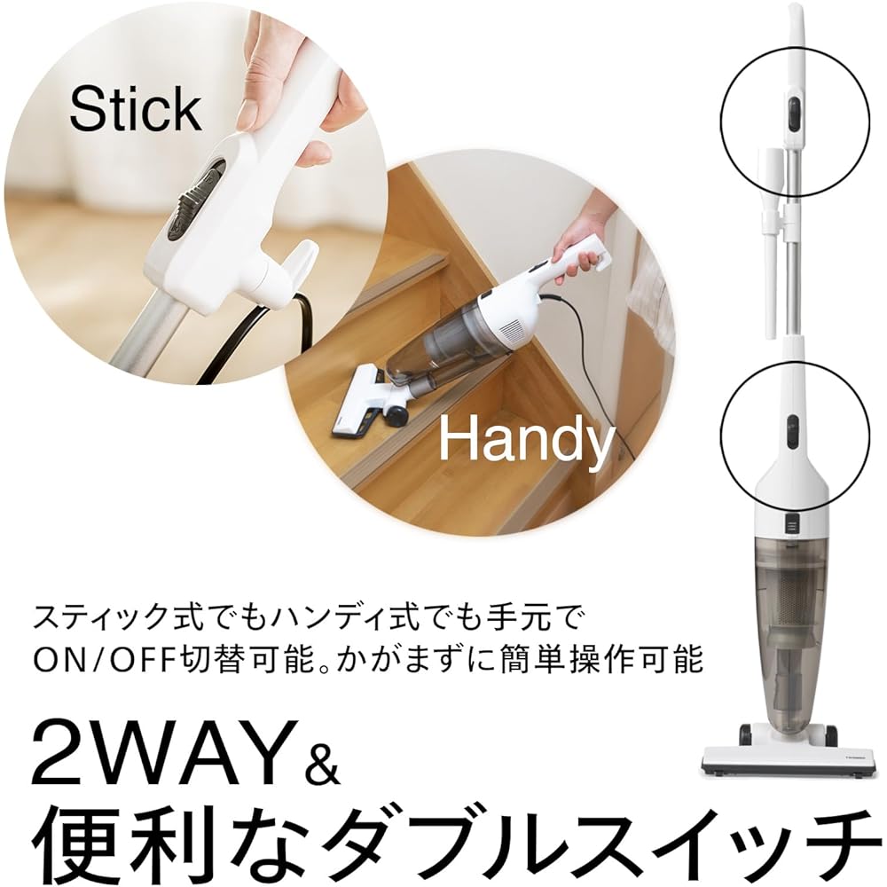 Twin Bird Tsubame Sanjo Vacuum Cleaner Cyclone Stick Type Cleaner Powerful 2WAY Free Standing Handy Lightweight [1 Year Manufacturer Warranty] Special White TC-E124SPW