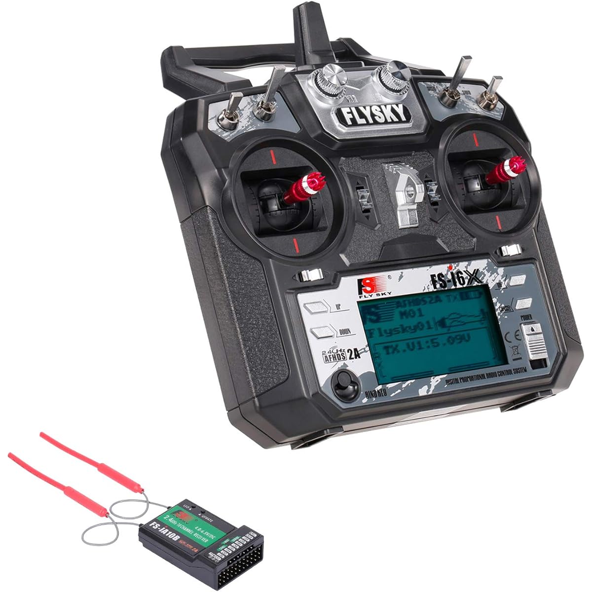 FS-i6X Remote Controller, Funien FS-i6X 2.4GHz 10CH AFHDS 2A RC Transmitter with FS-iA10B Receiver for RC Drone Airplane Helicopter