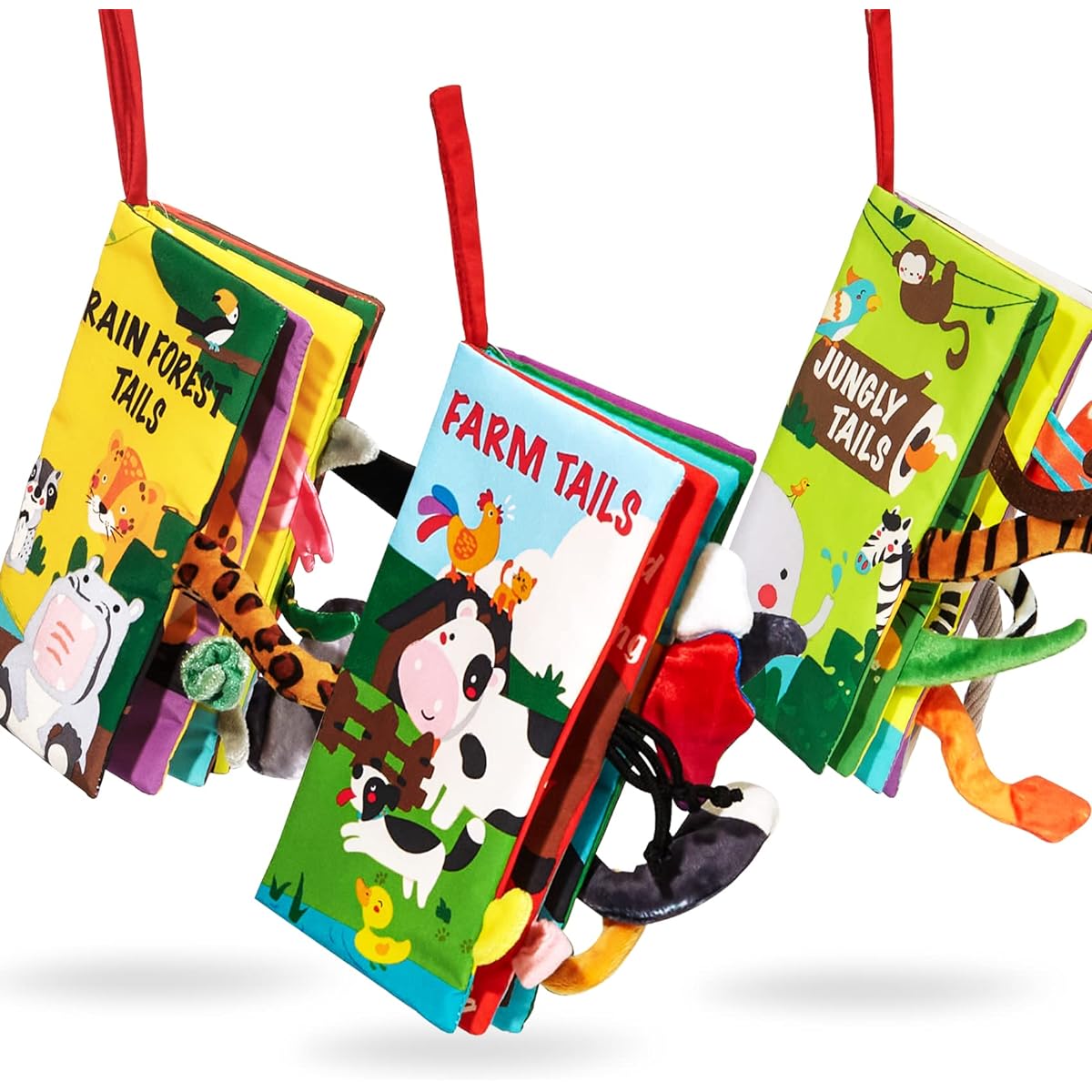 ok, Cloth Toy, Baby [Makes a Peeping Sound] [Animal Series, 3D Activity Book] Cloth Picture Book for Going Out, Toddlers, From 0 Years Old, Finger Play, Teether, Stroller Toy, Educational Toy, Kindergarten, Baby Shower Gift, Children (Story Series-Tails)