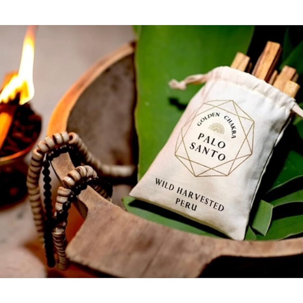 Golden Chakra Palo Santo Stick - (100g) | Premium Palo Santo | Wild Harvest | High Resin Material | Made in Peru (approx. 10-15 sticks) | Yoga | Meditation | Relaxation | Stress Relief