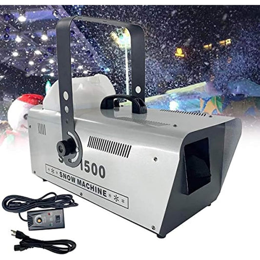 1500W Stage DJ Party Snow Machine, Portable Outdoor and Indoor Snowflake Maker with Controller, Stage Effect, Fake False Snowflake Effect for Christmas, Wedding, Party