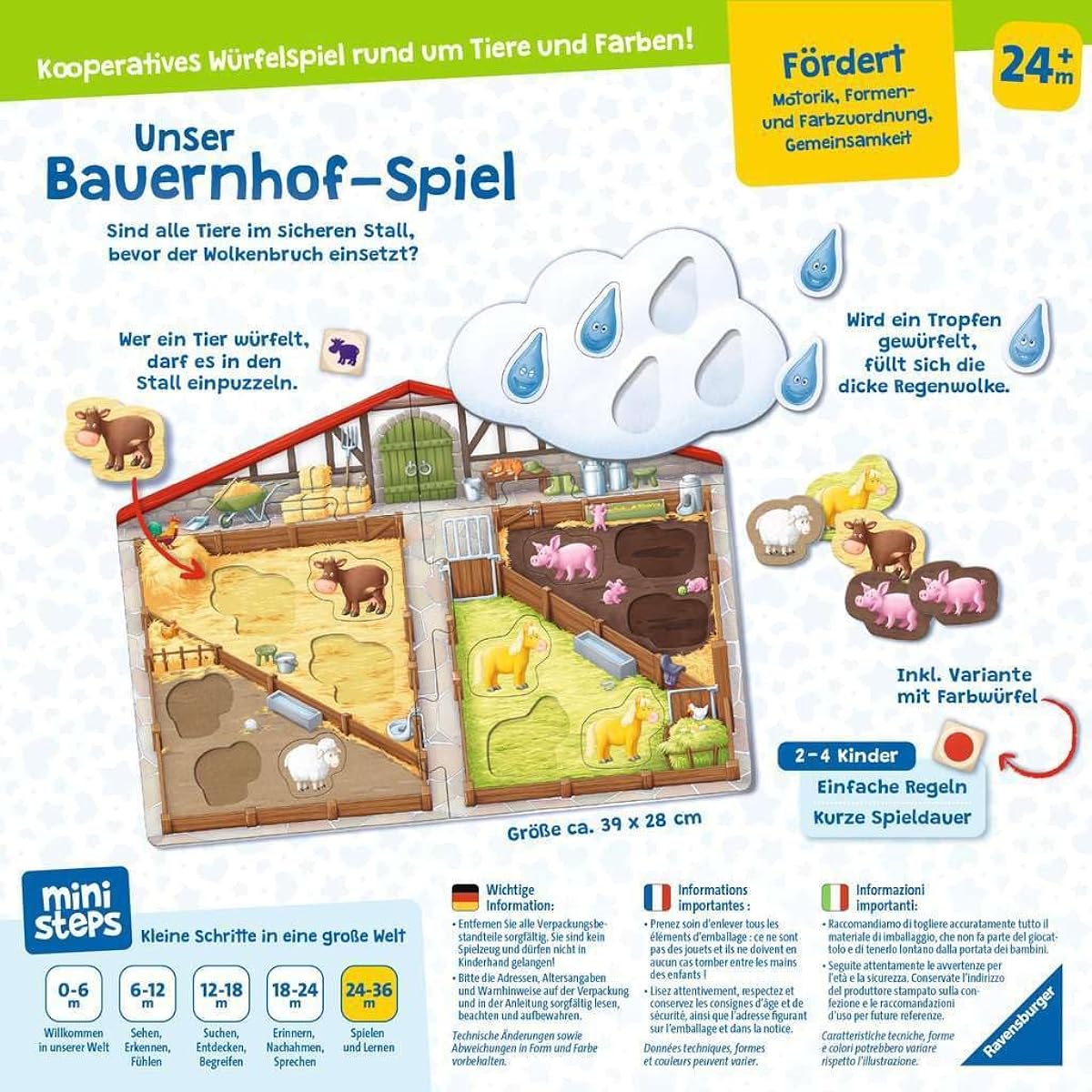 Ravensburger ministeps 4173 Our farm game, first game about animals, colours and shapes
