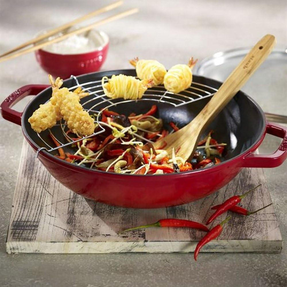 staub "Multi Pan Cherry 30cm" Large Hand Cast Enamel Pot IH Compatible [Authorized Japanese Product] Specialty 40511-345