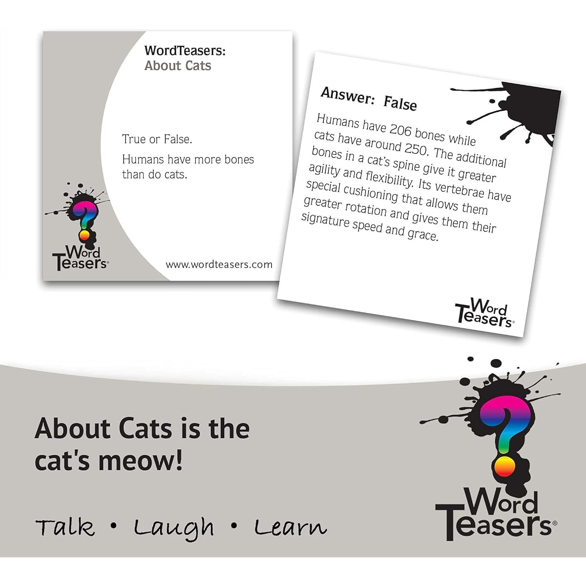 ?WORD TEASERS About Cats - Fun Cat Trivia Game for Cat Lovers - Cat Themed Game for All Ages - Funny Cat Facts for Kids and Adults - 150 Cat Trivia Cards