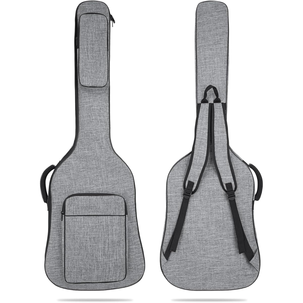 MUZTOP Bass Guitar Bag 7mm Padded Bass Guitar Gig Bag Padded Soft Electric Bass Guitar Case Backpack with Pocket Gray