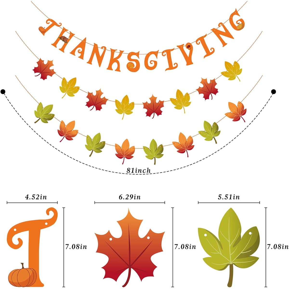 WirJouer Thanksgiving Banner, Thanksgiving Party Decorations, Autumn Maple Leaf Banner Thanksgiving Decorations for Home Fall Theme Party