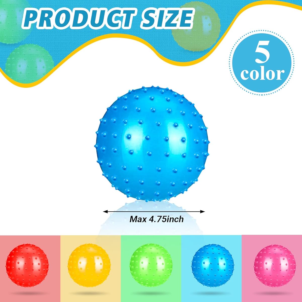 90pcs 4.72'' Soft Bouncy Balls Sensory Ball with Pump Knobby Ball Pointed Massage Stress Ball Fun Bouncy Ball Party Favors for Toddlers Indoor Outdoor Playground Backyard Pool