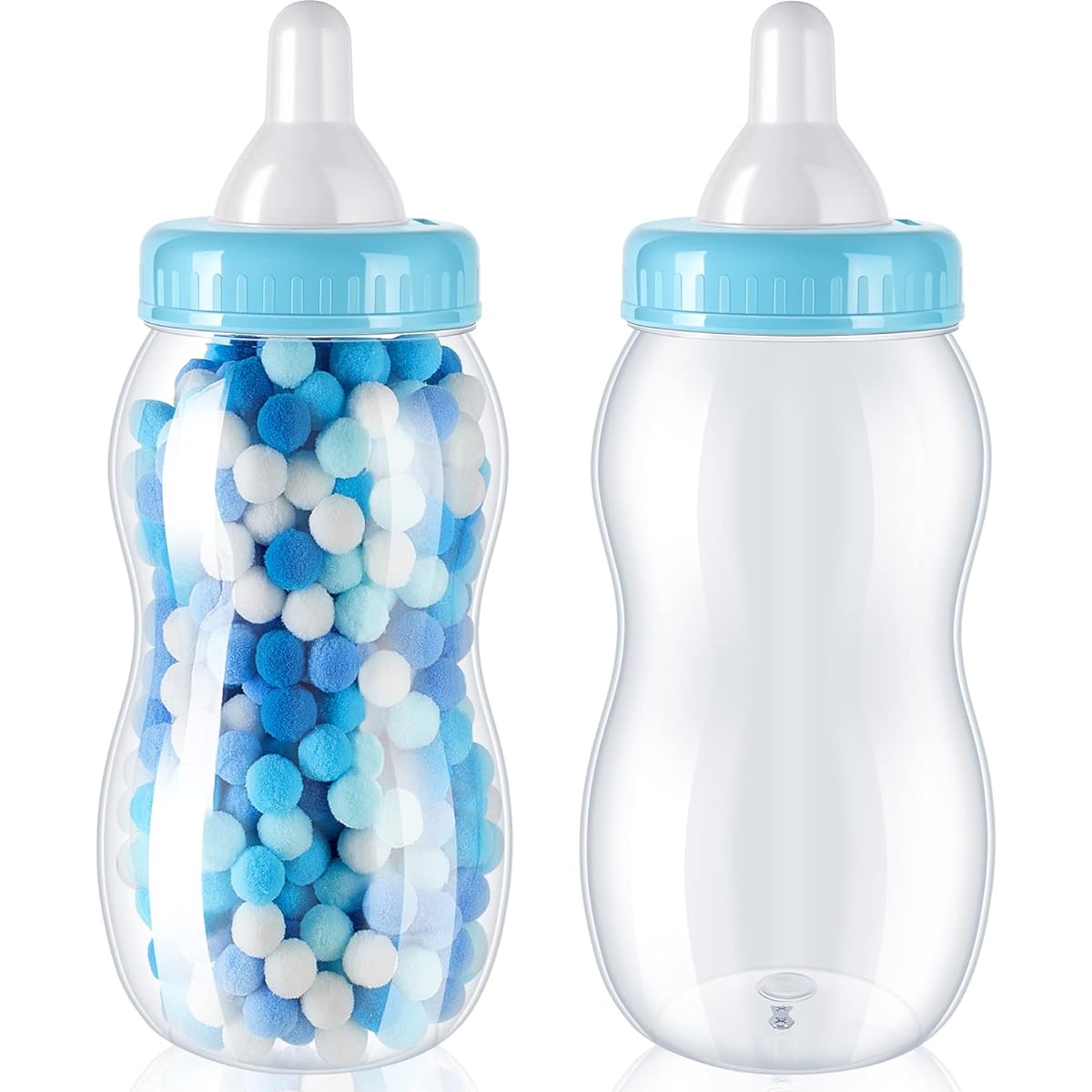 Baby Bottle Bank, 2PCS 15" Large Baby Bottles for Shower Games, Plastic Baby Milk Bottle Coin Bank, Jumbo Baby Bottle Money Box, Large Bottle Bank for Girls/Boys/Candy/Party Decorations (Blue)