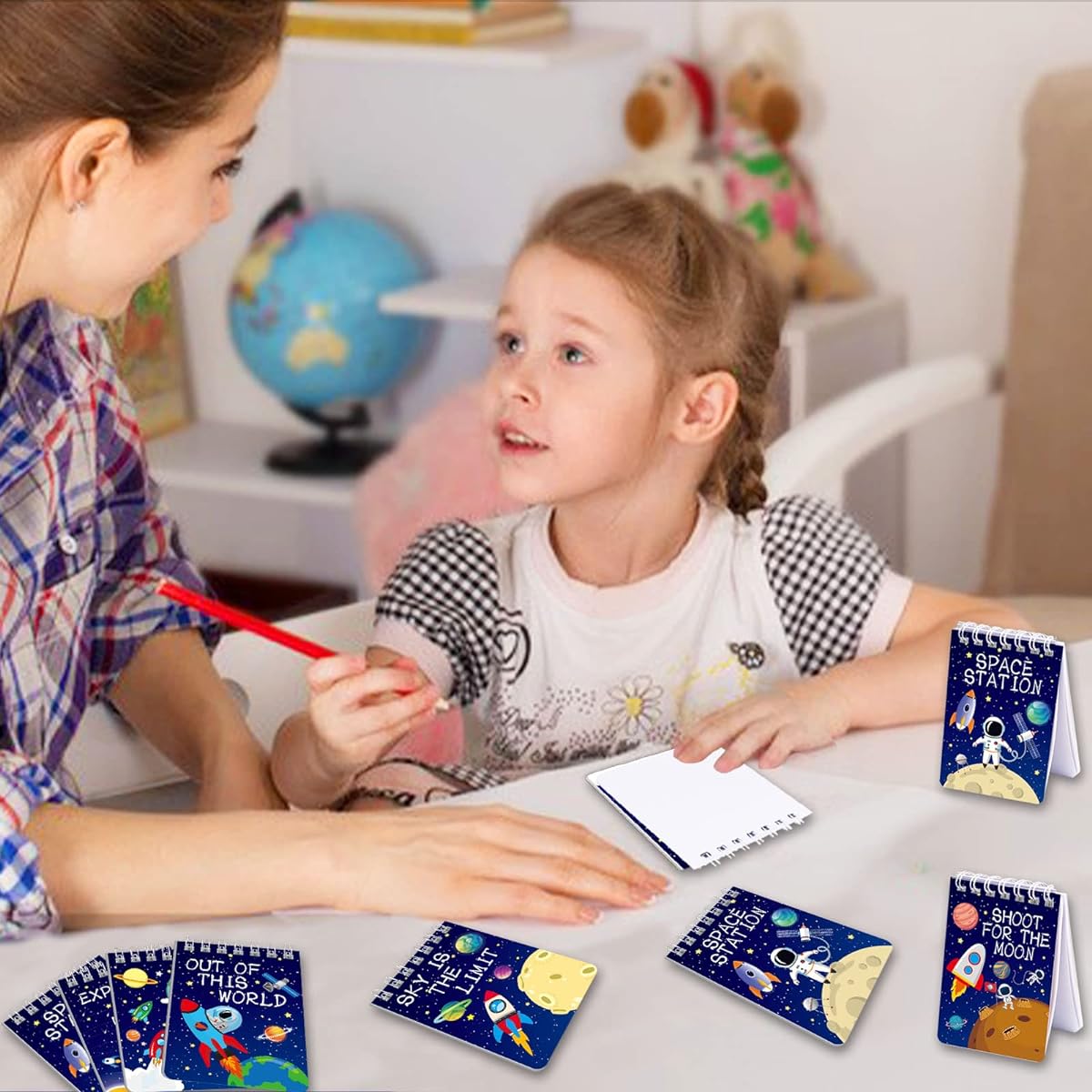 Space Mini Notebooks 16 Pack Kids Space Party Favors Galaxy Goodie Bags Solar System Astronaut Science Rocket Planets Small Spiral Pocket Notepads for Boys Girls Space Theme Birthday Party Supplies