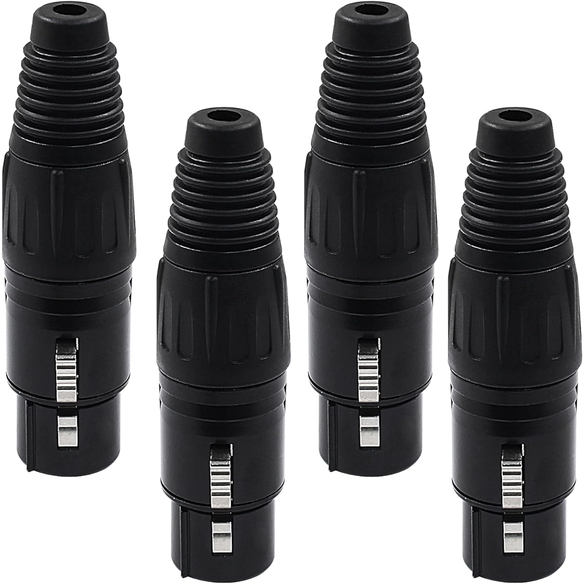 Hordion 4 Pin XLR Female Connector Microphone Plug Adapter Microphone Connector XLR Cable End Replacement Black Audio Socket 4pcs