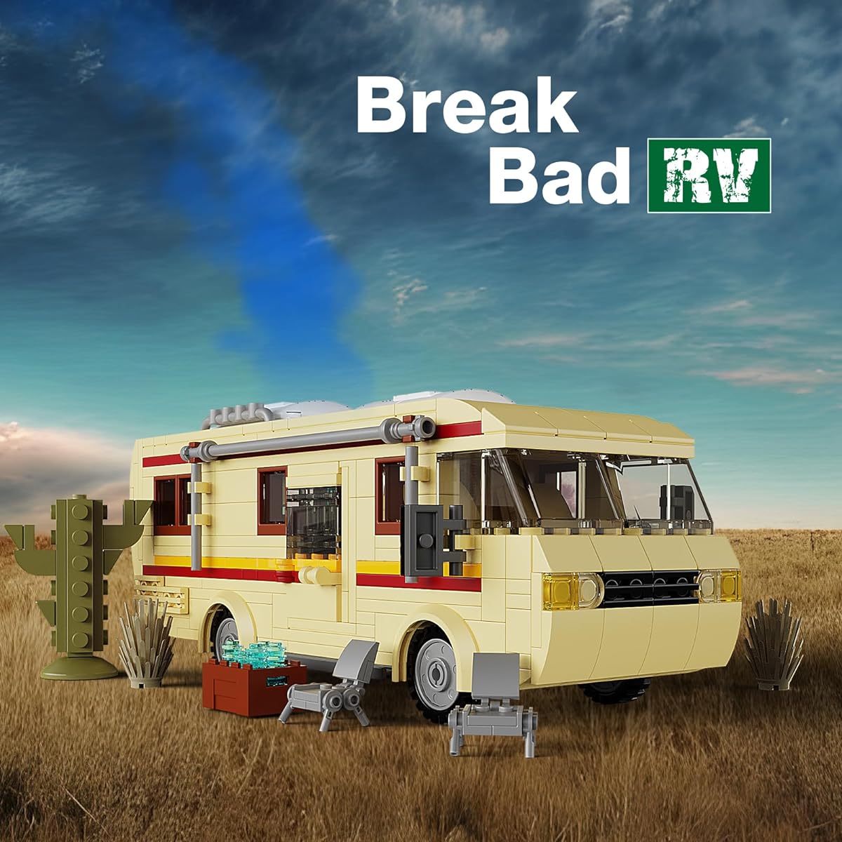 VONADO Break Bad RV Car Building Set Compatible with Lego RV Break Bad The Krystal Ship Creative Camper Van Building Blocks Toy for Fans and Kids Ages 6-12 (439 Pieces), Apricot