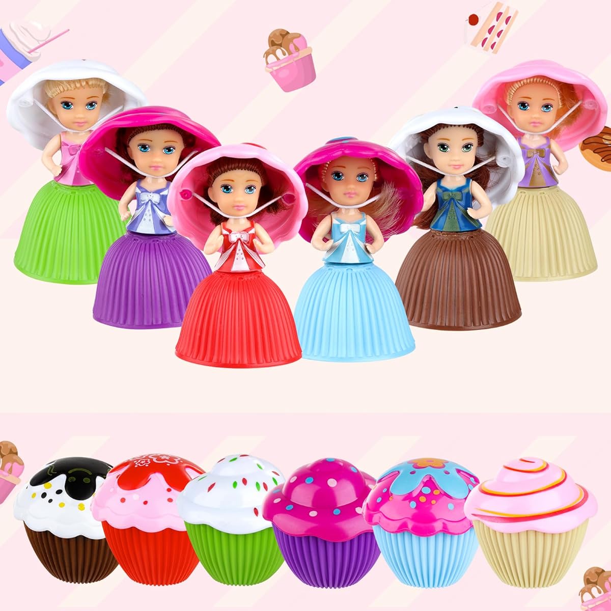 Christoy 12pcs Mini Beautiful Cake Doll Toys Surprise Cupcake Princess Doll Toys for Kids Transformable Scented Girls Funny Game Gifts (12pcs)