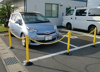 Cowboy Color Plastic Pole Set 4 Pillars (Black) + 4 Rubber Bases + 3 Chains 2M (Yellow)