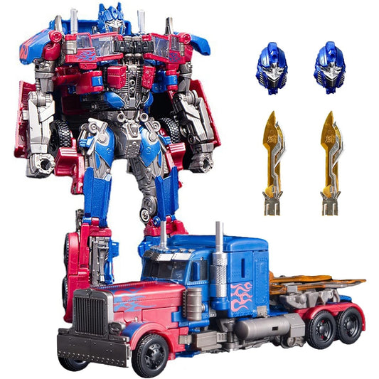 QCCX Car Robot Toy Transforming Toy Car Action Figure with 2 Interchangeable Heads Made of Alloy