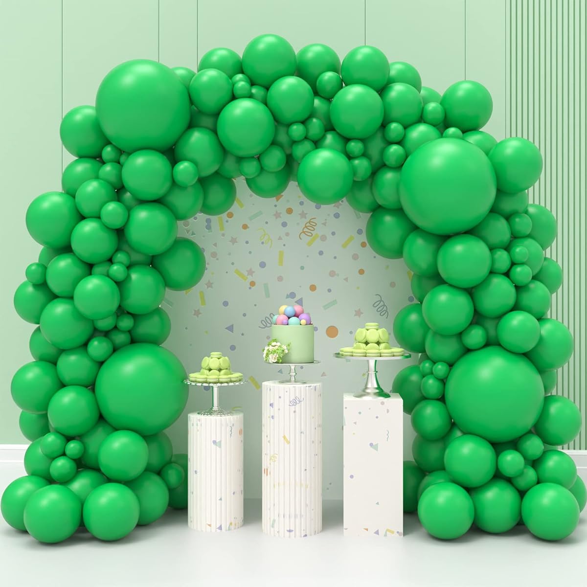 Sharlity 130pcs Green Balloon Garland Arch Kit Green Balloons Different Size 18 12 10 5 inch for St. Patrick's Day Birthday Fiesta Jungle Safari Theme Party Decorations