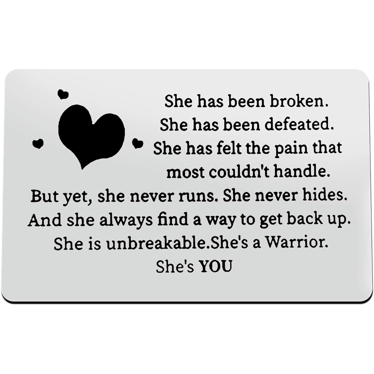 Cancer Warrior Gifts She is Unbreakable She's A Warrior Cancer Fighter Gifts Cancer Survivor Gifts Inspirational Cancer Awareness Gifts Metal Wallet Card Insert Encouragement Gifts Recovery Solid Gifts