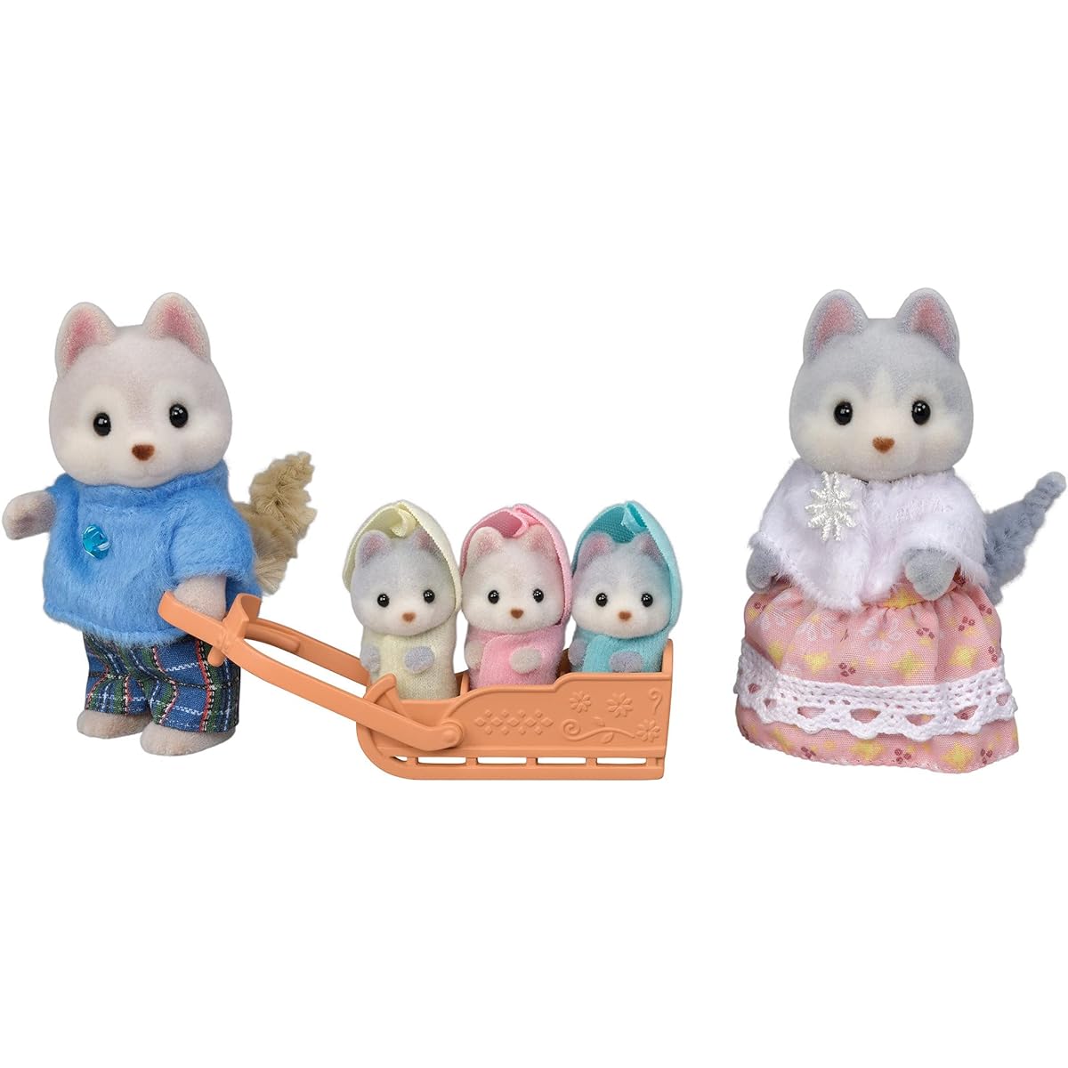 Calico Critters Husky Family Collectible Doll Figures 5 Piece Set