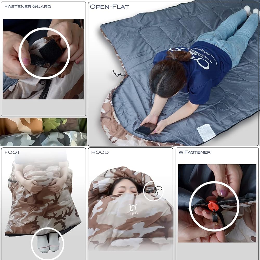 [m. Mdot] Sleeping bag, sleeping bag, camouflage, compact, for winter, all seasons, envelope type, 210T, operating temperature limit -15℃ (planned by a Japanese company)