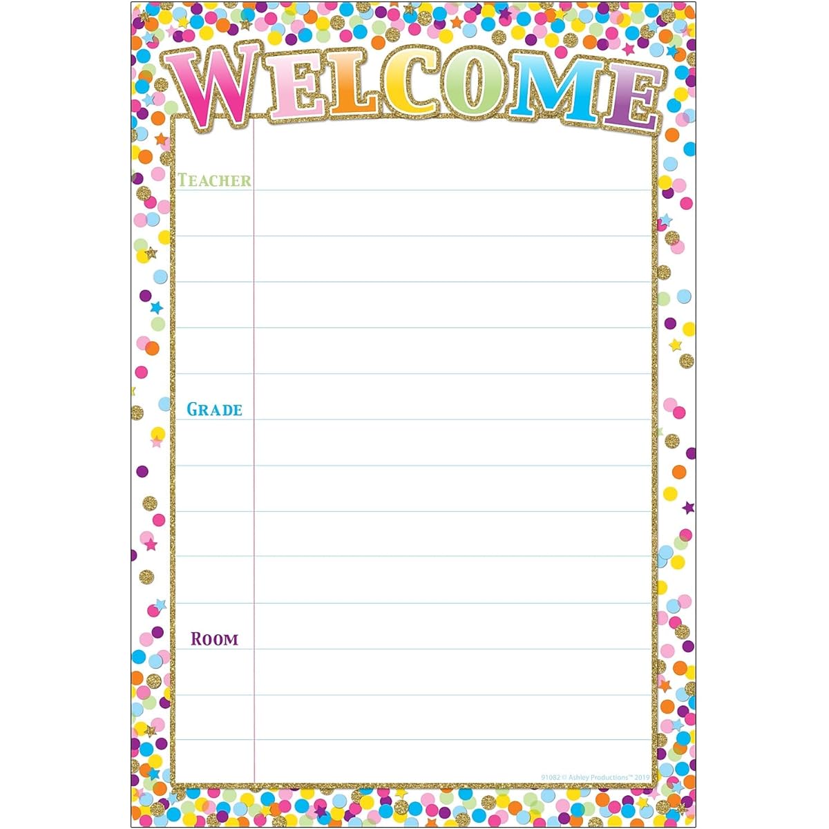 Ashley Productions Smart Polychart Confetti Welcome 13" x 19"