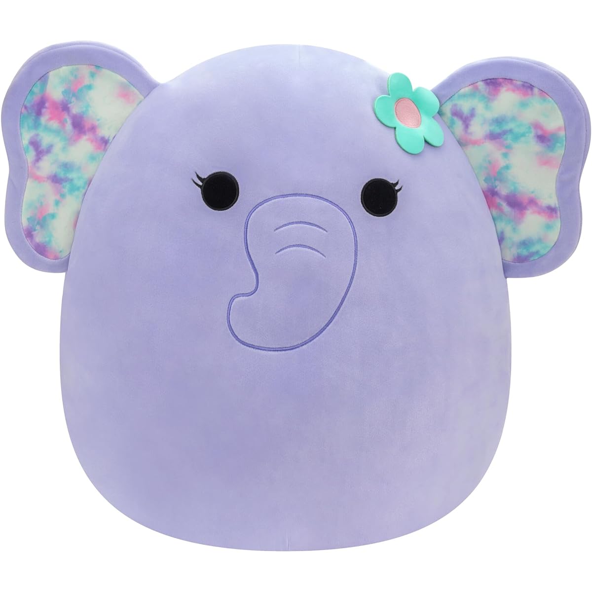 Squishmallows Original 20" Anjali Purple Elephant with Tie-Dye Ears and Flowers - Official Jazware Jumbo Plush