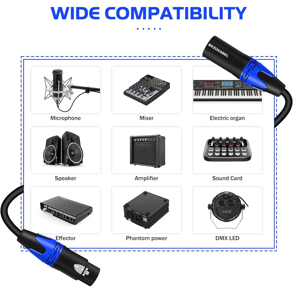 BEZOKABEL XLR Cable XLR Microphone Cable 6ft 6 Pack Balanced XLR Speaker Cable Male to Female 3 Pin for Microphone Audio Mixer Speaker System (6 Pack)