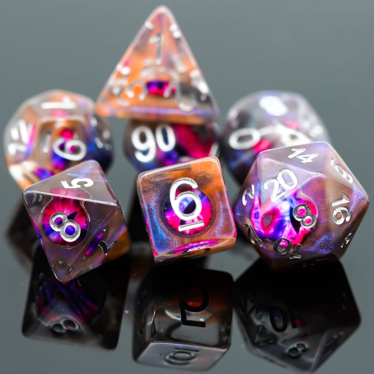 Cusdie DND Dice 7 Pieces Polyhedral Dice Set with Eyeballs Role Playing Game Dungeons & Dragons D&D Dice MTG Pathfinder