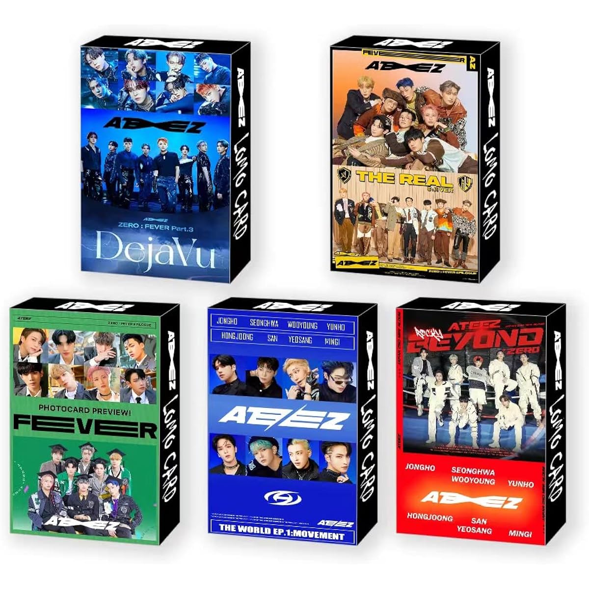 ATEEZ Lomo Cards Kpop Photo Cards Greeting Cards with Postcards 5 Pack 150 Pieces