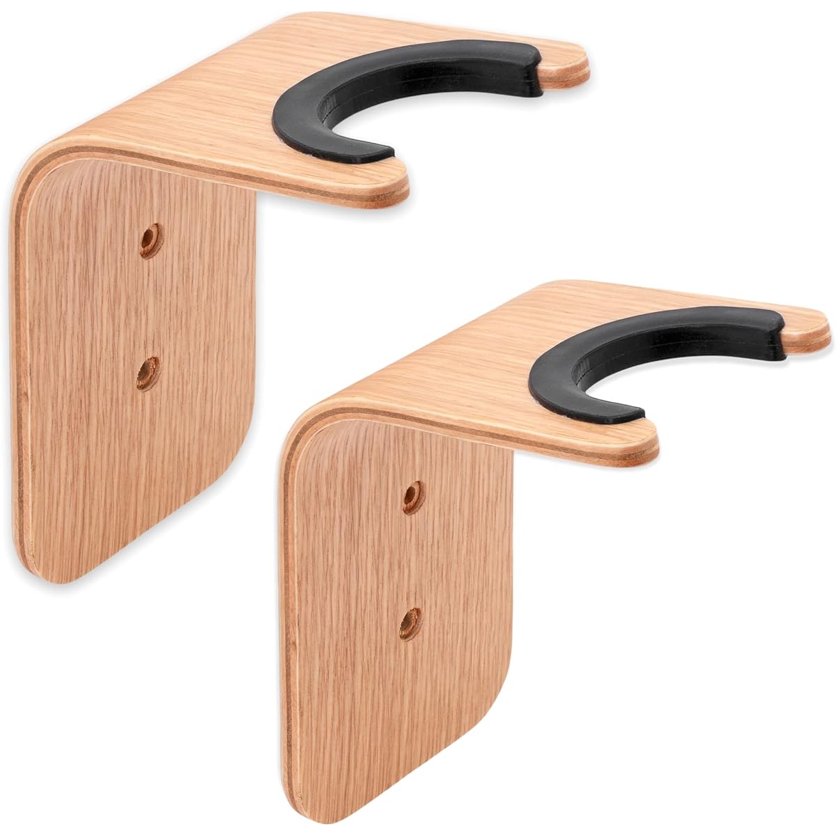 Guitar Wall Hanger Handmade Unique Design Bent Wood Guitar Hanger Wall Mount Guitar Holder Acoustic Guitar Accessories Ukulele Wall Mount Stand Wall Guitar Mount Guitar Hook (2 Pack, Oak)