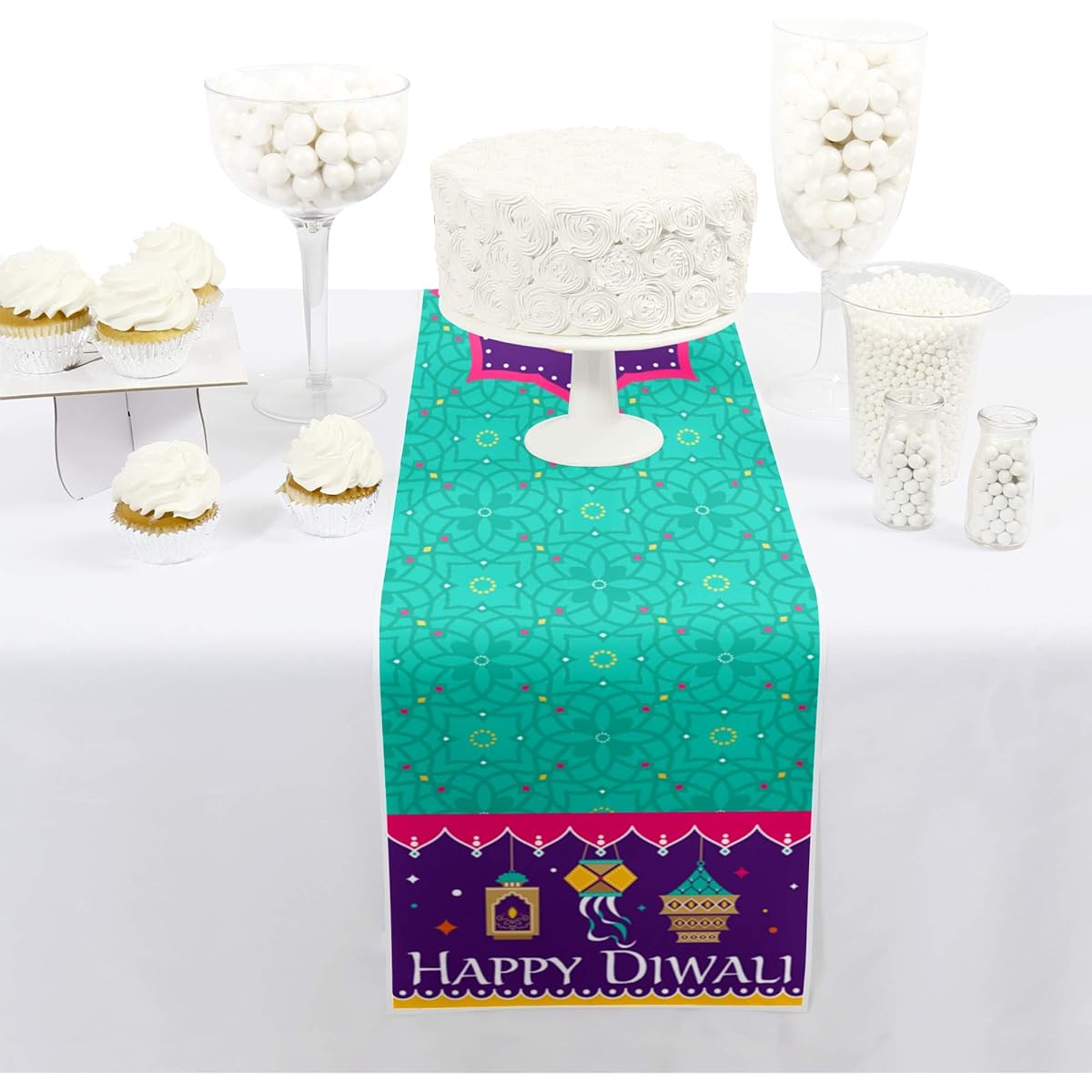 Big Dot of Happiness Happy Diwali - Little Lights Festival Party Paper Table Runner - 12 x 60 Inch