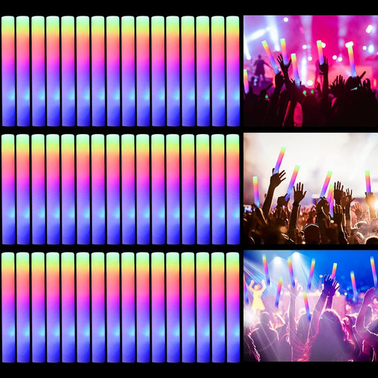 220pcs LED Light Up Foam Sticks Colorful Flashing Glow Sticks 3 Modes Glow in the Dark Party Supplies for Wedding Birthday Christmas Halloween Concert Rave Festival