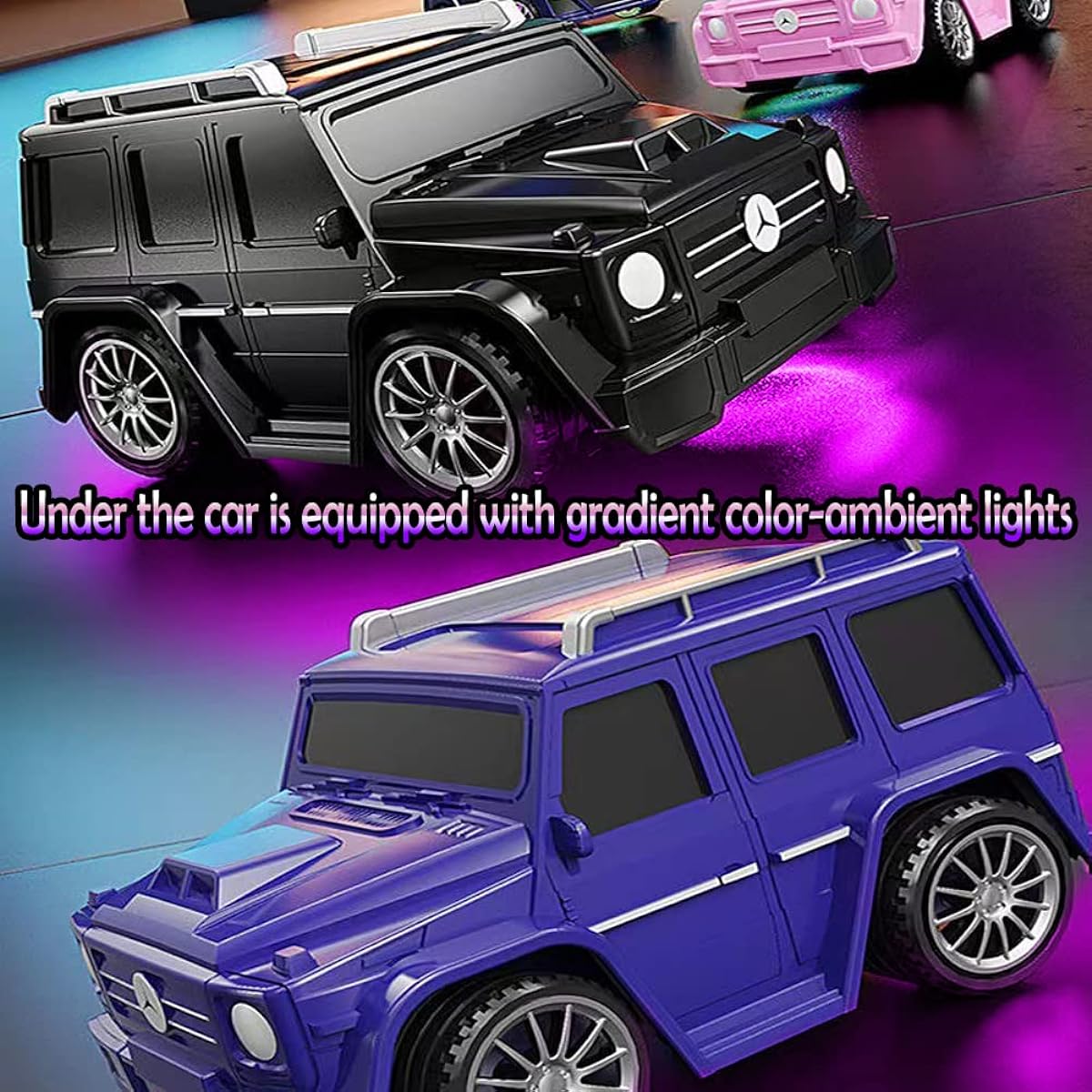 Mini Remote Control Car Watch Kids Toy 2.4GHz Girls Long Range Watch RC Car with Dustproof Cover Pink Alloy Racing Car USB Rechargeable Cartoon RC Small Car Interactive Game Toy (Purple)