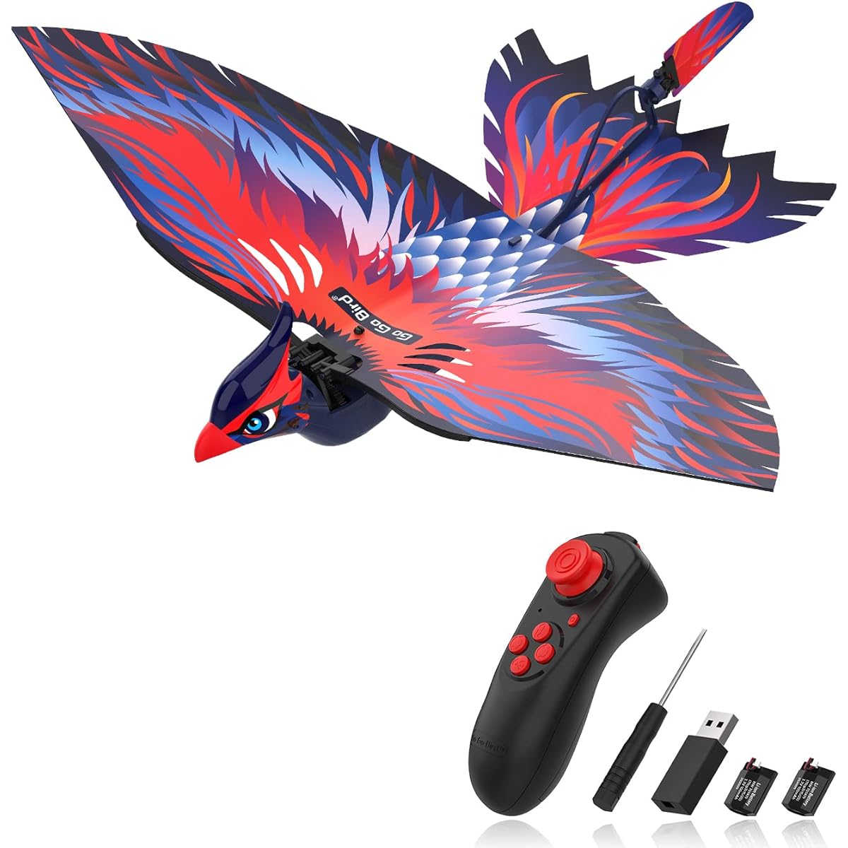 HANVON 2.4G Remote Control Bird Toy RC Bird Bionic Flying Bird 6 Axis Gyro Fabric Single Wing Lifting Design Easy Indoor Outdoor RC Toy for Kids Boys Girls Go Go Bird Bennu