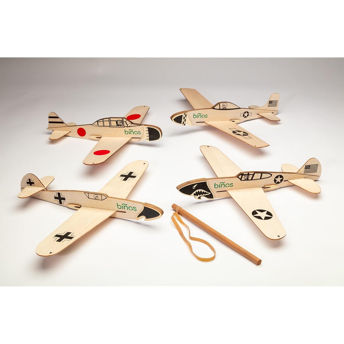 BINOS Balsa Wood Glider Airplane Historical Airplane Series (GLID-Mixed)