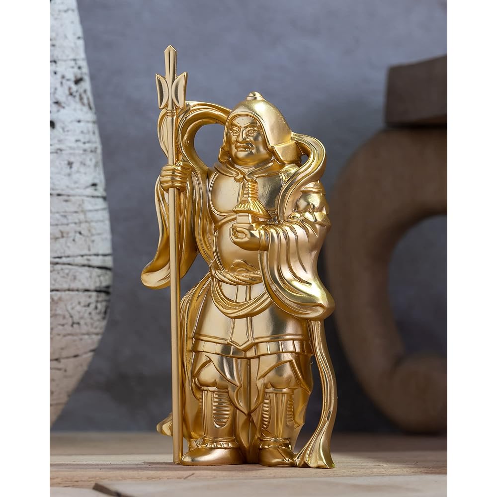Seven Lucky Gods of Good Luck Bishamonten (Gold plated/24K gold) Buddhist sculptor: Hideun Makita Prototype_Buddha statue ornament Takaoka copperware (Bishamonten 7fg)