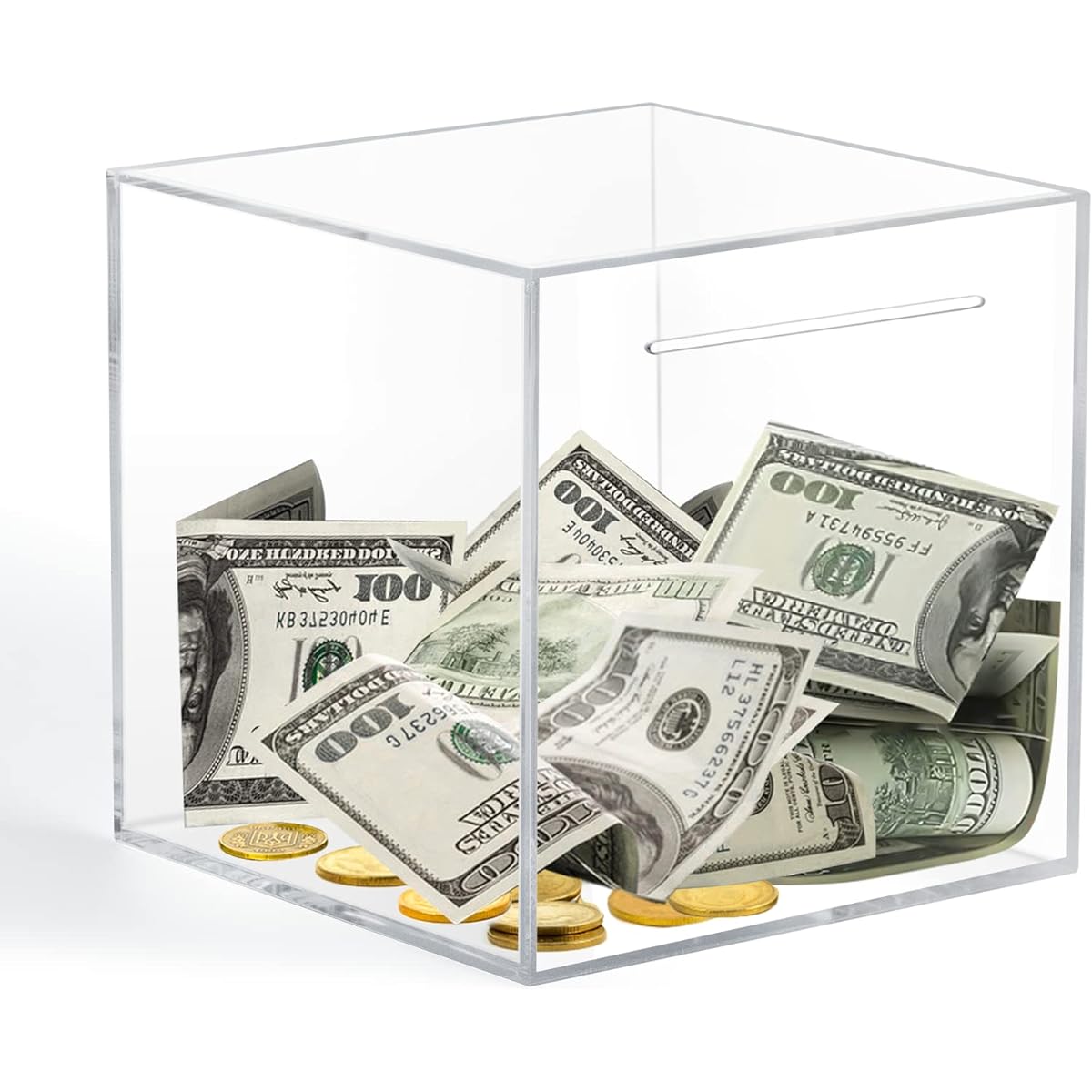 hizgo Adult Piggy Bank Acrylic Clear Money Box for Adults/Kids Need to Open Can't Open Saving Box Medium Size 5.9 Inch