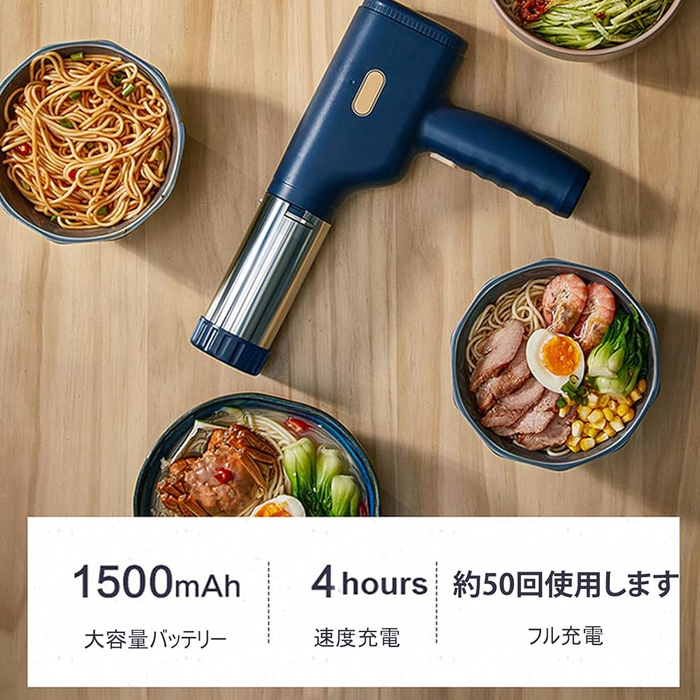 Vanbolt Mont Blanc squeezer - 1mm extra-fine Mont Blanc squeezer, portable motor can make fresh pasta, Mont Blanc squeezer applicable for family, noodle restaurant (3 molds, Blue)
