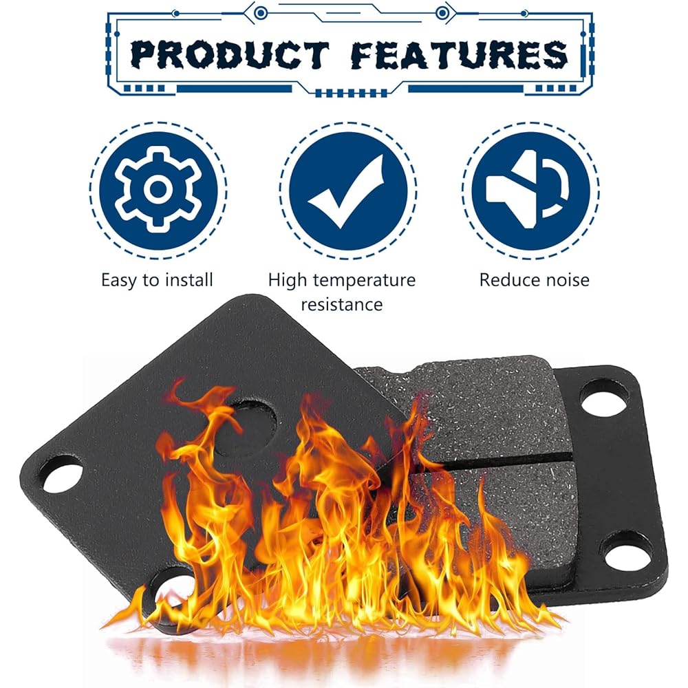 Brake Pads Compatible with Yamaha Grizzly 400 450 Kodiak 400 450 Wolverine 450 Big Bear 400 YFM400 YFM450 2000-2010