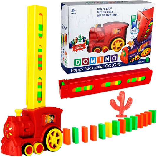TsingBolo Domino Train Toy Set 160 Pieces Self-Laying Domino Train Toys for Kids Creative Gift for 3-8 Year Old Boys and Girls