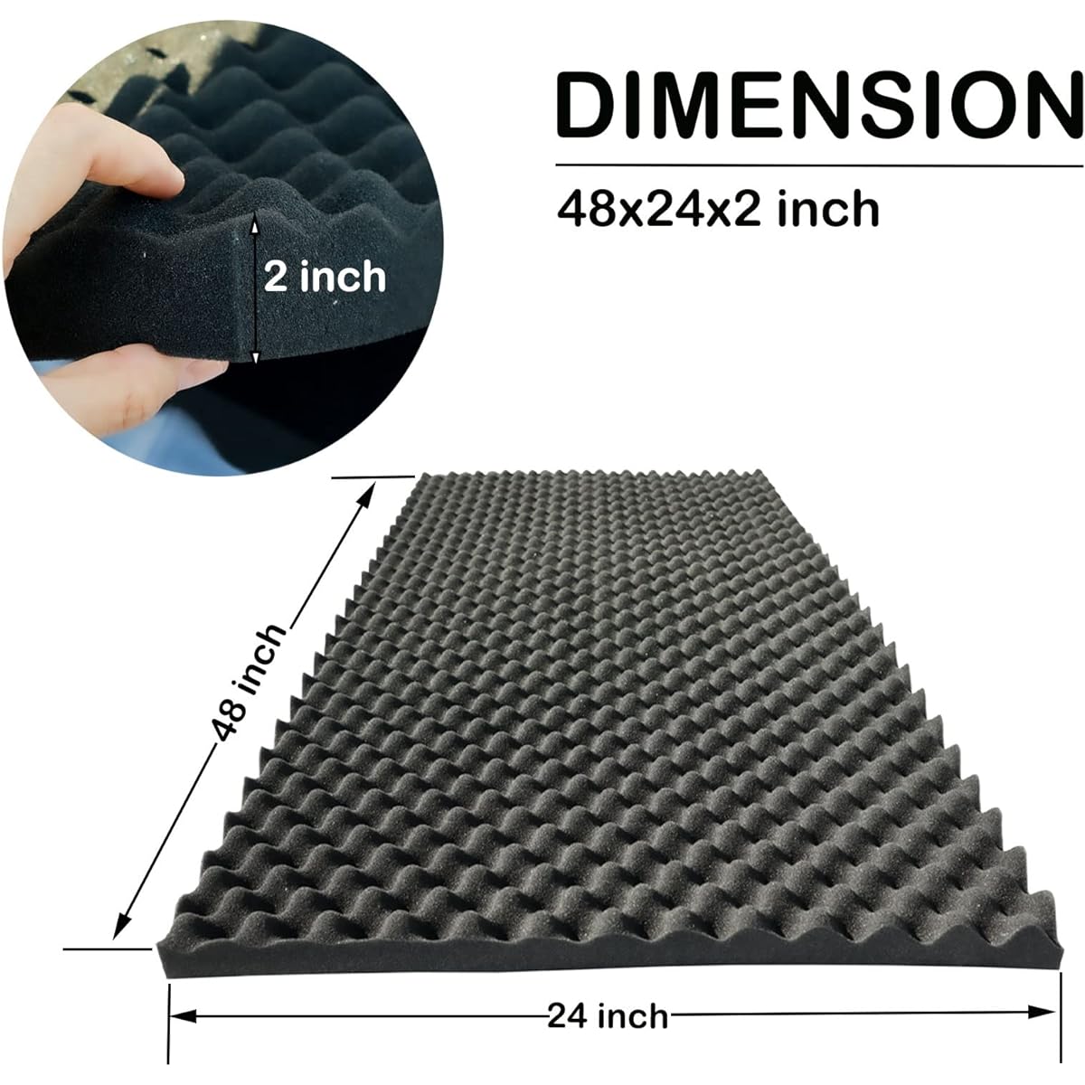 KTOESHEO 4 Pieces Egg Crate Foam Soundproof Foam (4P Black)