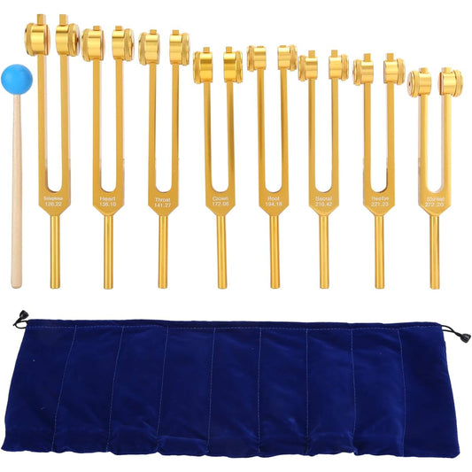 8 Piece Tuning Fork Set, Professional Sound Healing Therapy Tuning Fork, Aluminum Alloy Tuning Fork Tool Set with Hammer & Storage Bag