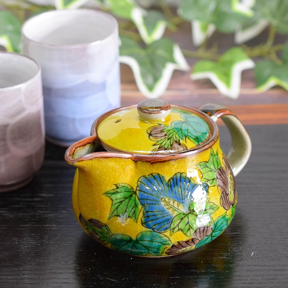 Teapot Stylish Tableware Kutani Ware Pot Yoshidaya Fuyo Pottery Brand Japanese Tableware Made in Japan Comes with Tea Strainer Net