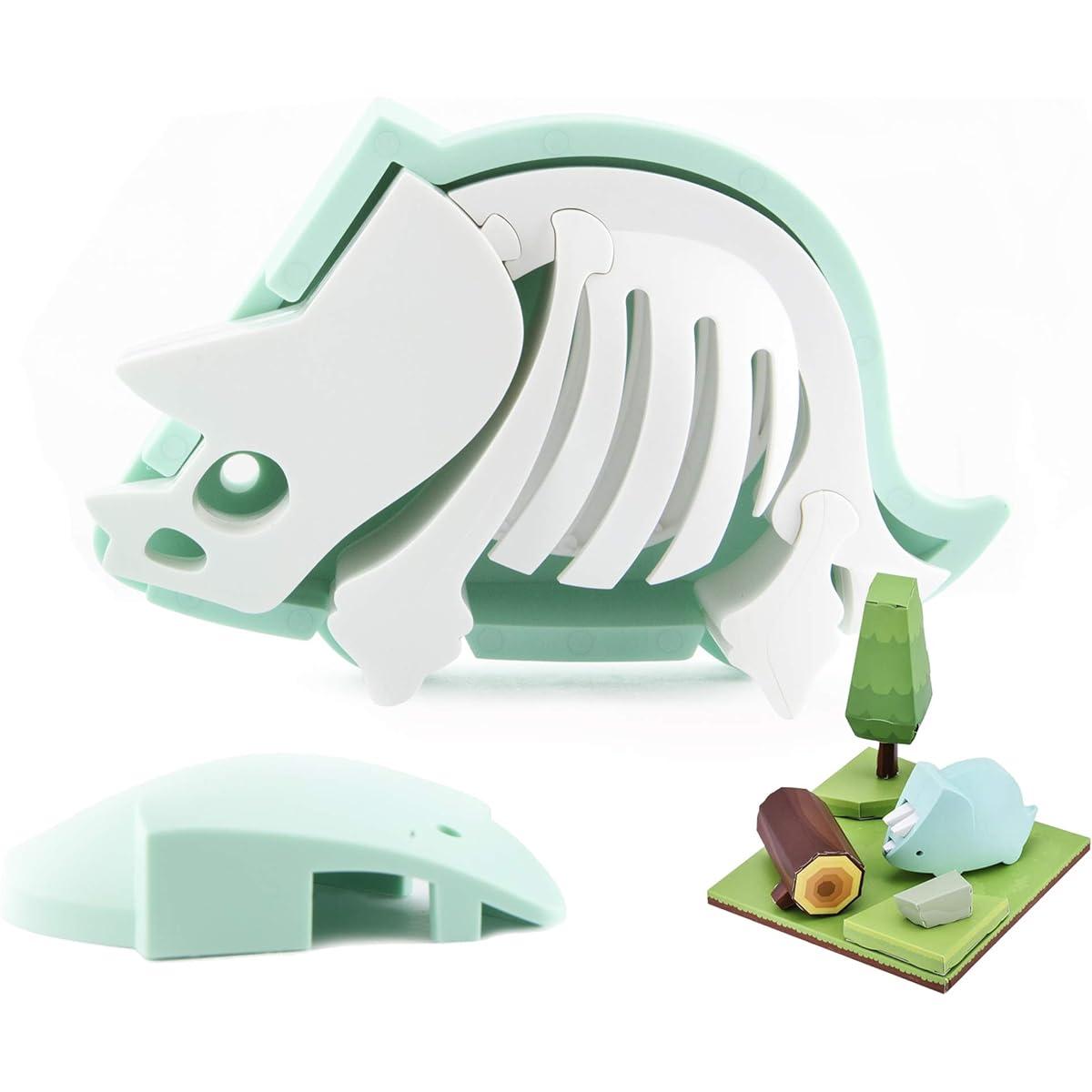HALFTOYS Dinosaur Toy Creative Educational Building Puzzle Magnetic Tricera Top Model Set Toddler Kids Baby Children Series HD001