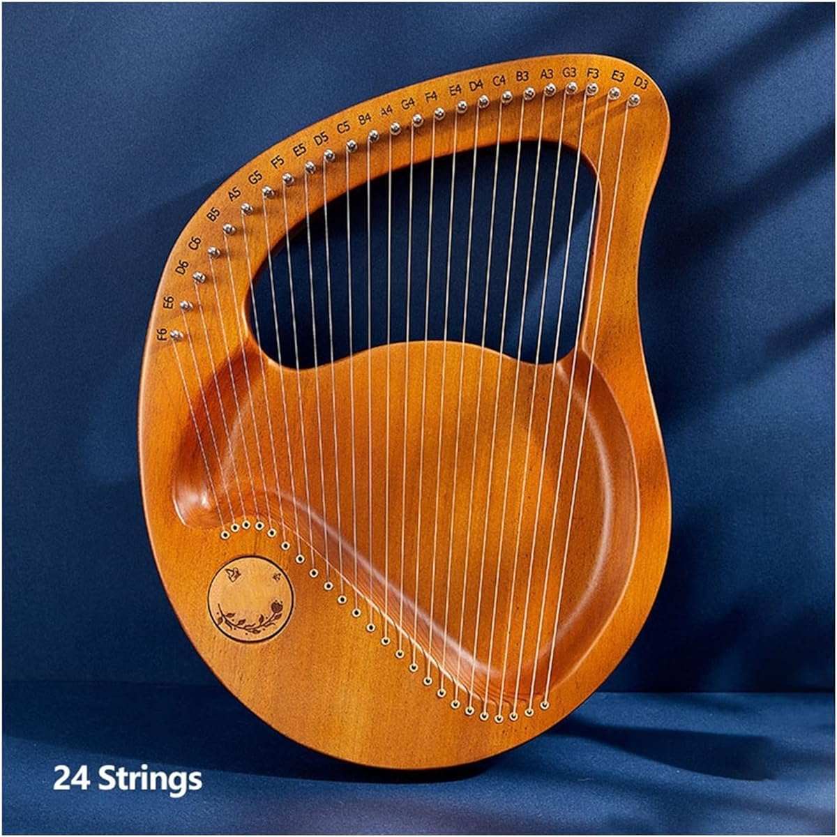 WowZza Lyra Harp 21/24 String Lyra Harp Classical Musical Instrument Thumb Piano with Tuning Wrench/Wood Color
