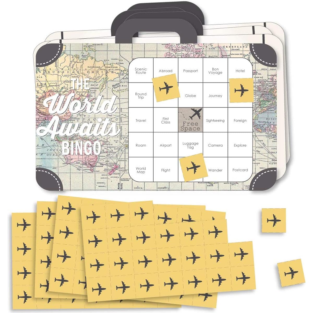 Big Dot of Happiness World Awaits - Bingo Cards and Markers - Travel Themed Party Bingo Game - Set of 18