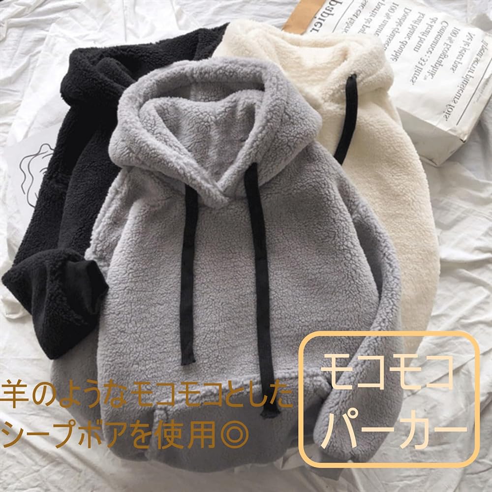 [1/2style] Nibun Noichi Style Parka Boa Fleece Casual Fluffy Hooded Women's