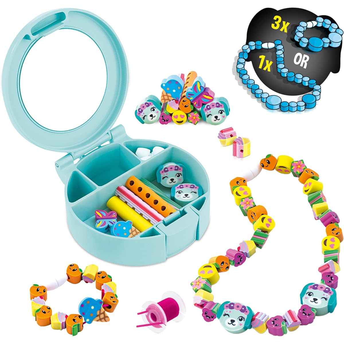 John Adams | Cutie Stix Creative Jewelry Box: Make cute jewelry and store it in a compact mirrored case! | Arts & Crafts | Ages 6+, 11175